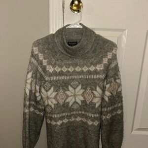 Abercrombie & Fitch Gray Fair Isle Turtleneck Pullover